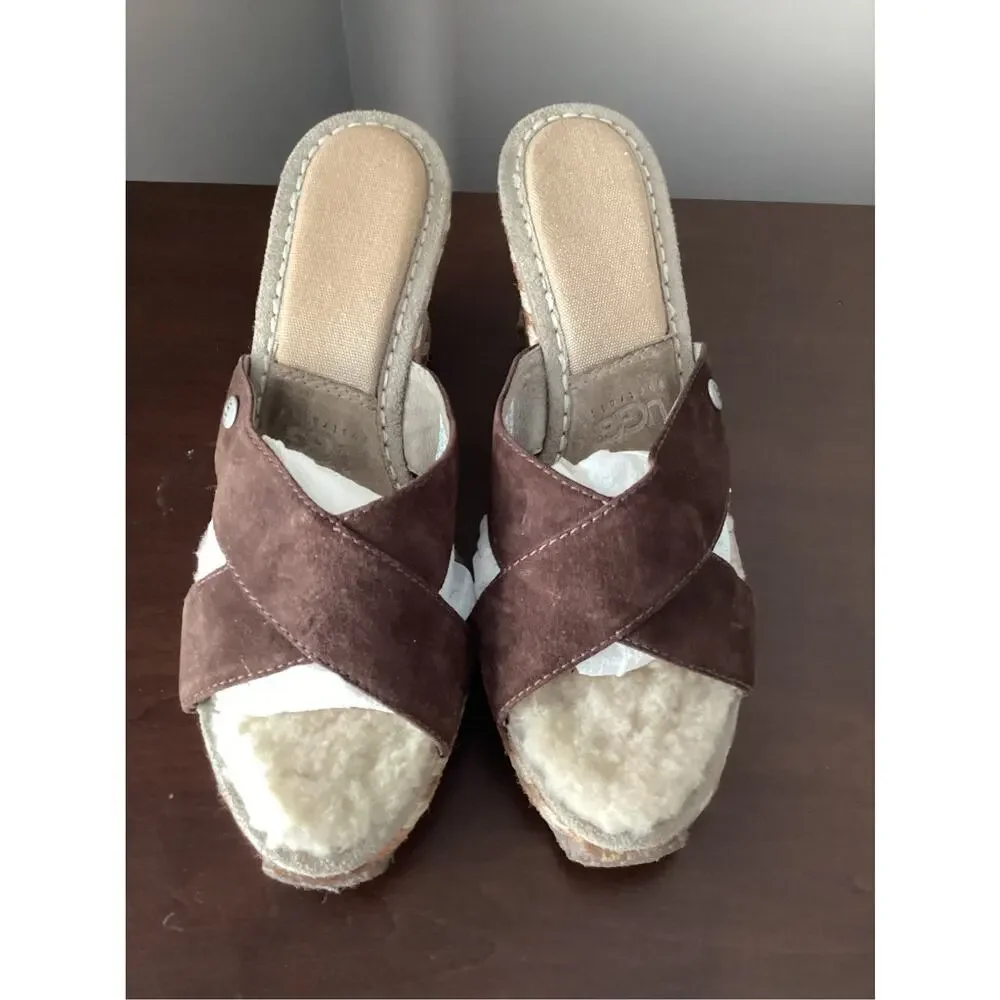 UGG Australia Margot 1689 slide wedge sandals heels leather shoes women's size 7